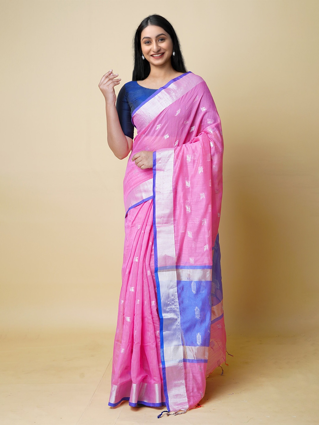 

Unnati Silks Woven Design Zari Jamdani Saree, Pink