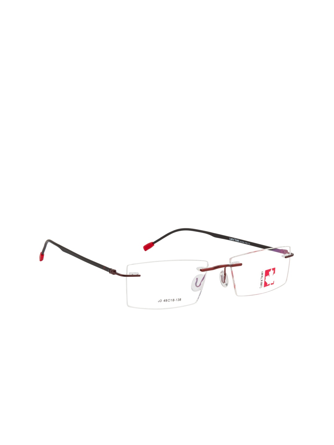 

Clark N Palmer Unisex Black & Red Solid Rimless Rectangle Frames