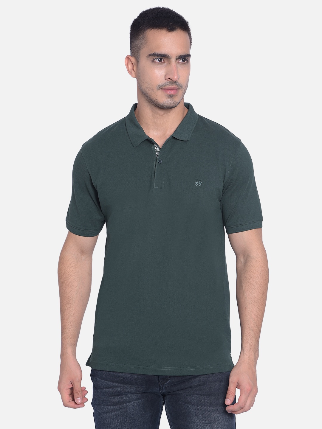 

Crimsoune Club Polo Collar Short Sleeve Slim Fit T-shirt, Green