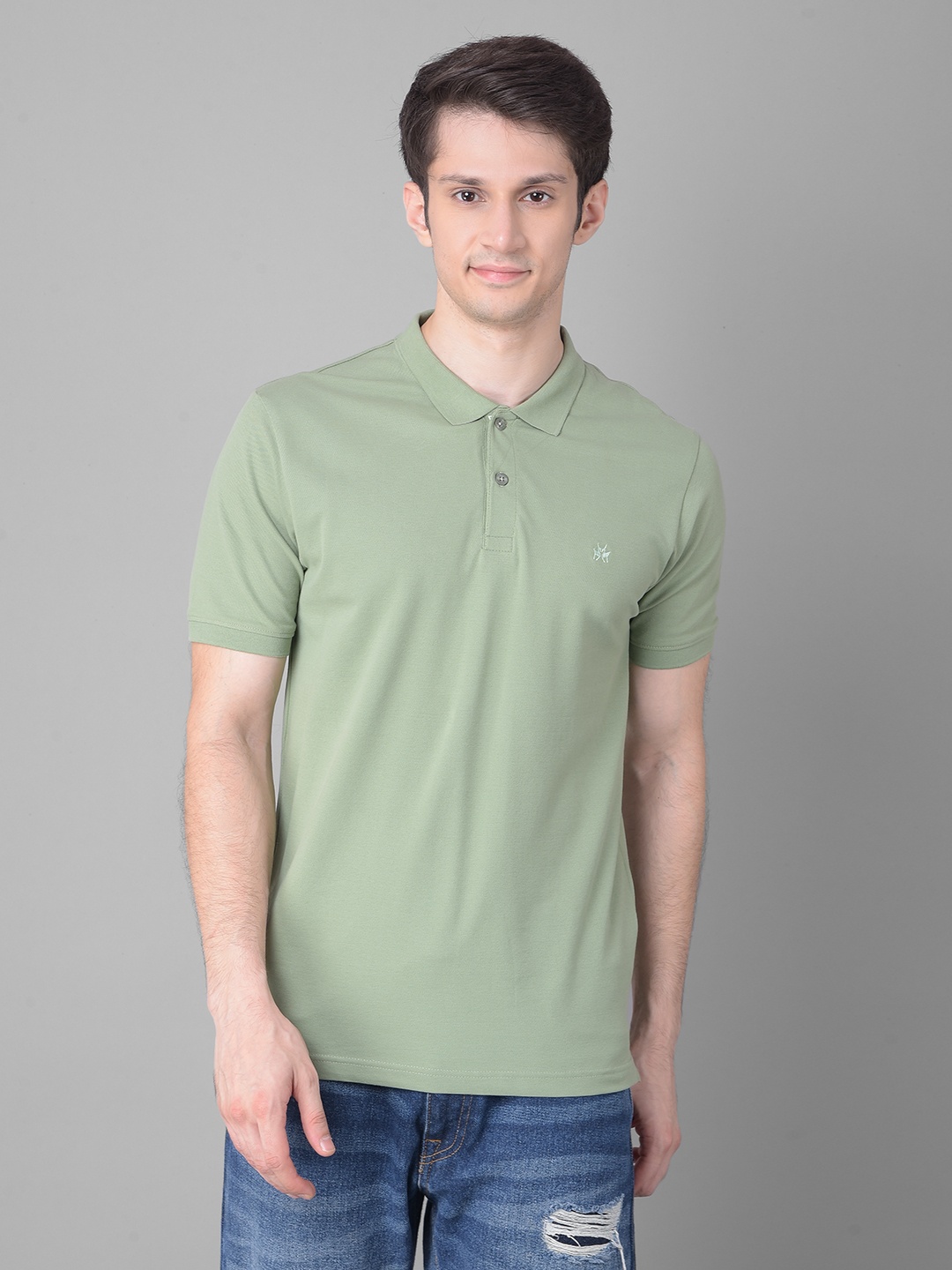 

Crimsoune Club Polo Collar Short Sleeve Slim Fit T-shirt, Green
