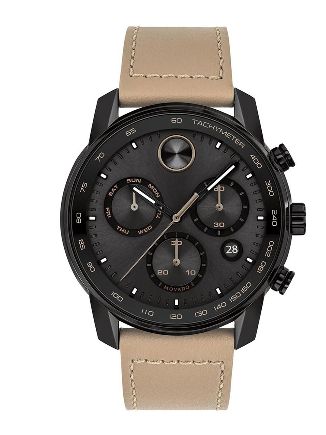 

MOVADO Men Dial & Leather Straps Analogue Chronograph Watch 3600738, Black