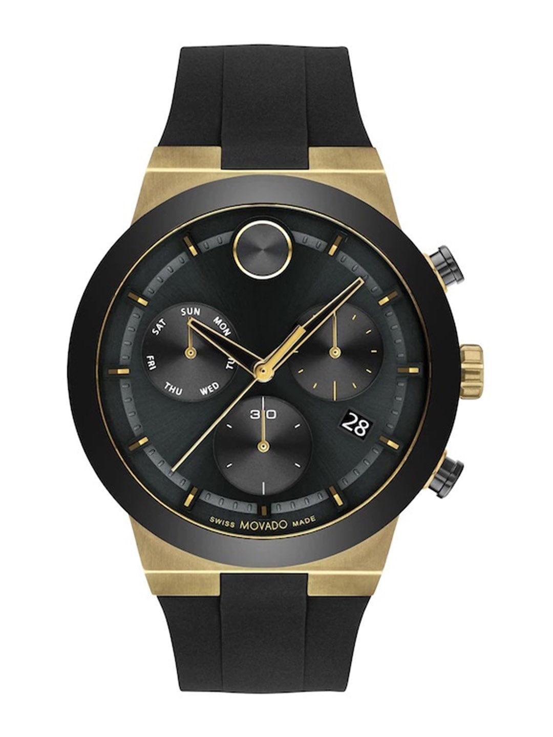 

Movado Bold Fusion Swiss Qtz Chrono Men Black Round Dial Watch - 3600855