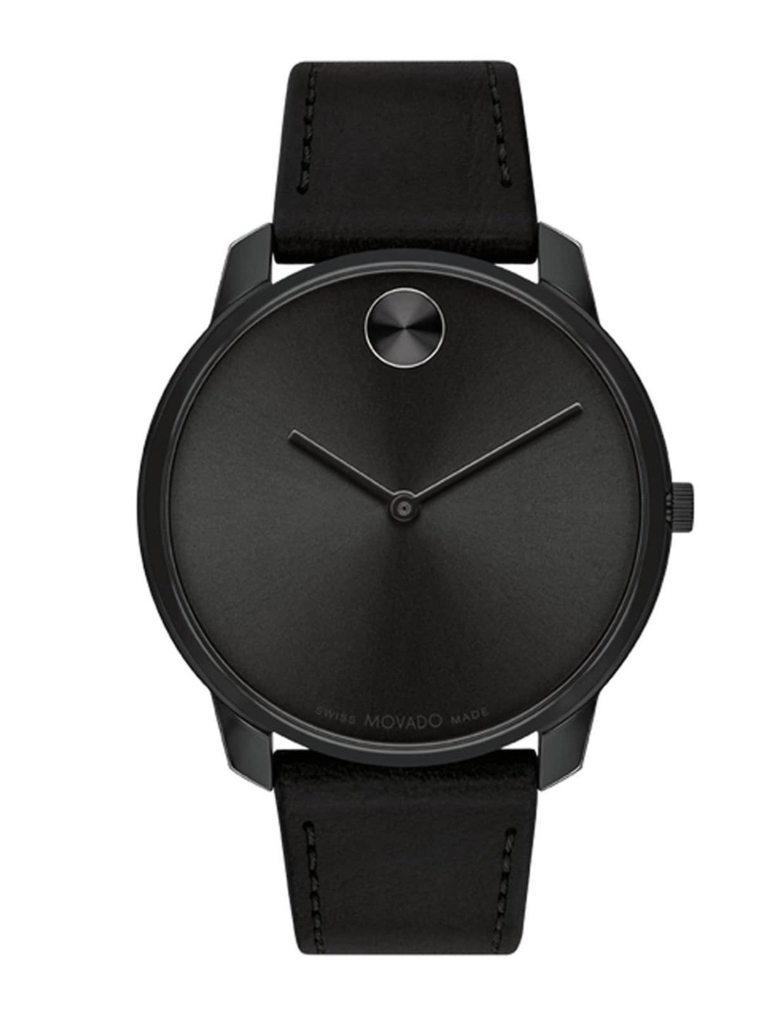 

MOVADO Men Textured Dial & Leather Straps Analogue Watch 3600831, Black