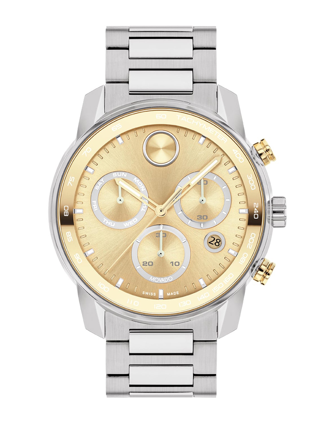 

Movado Bold Verso Men Swiss Qtz Chrono Gold Round Dial Watch - 3600907