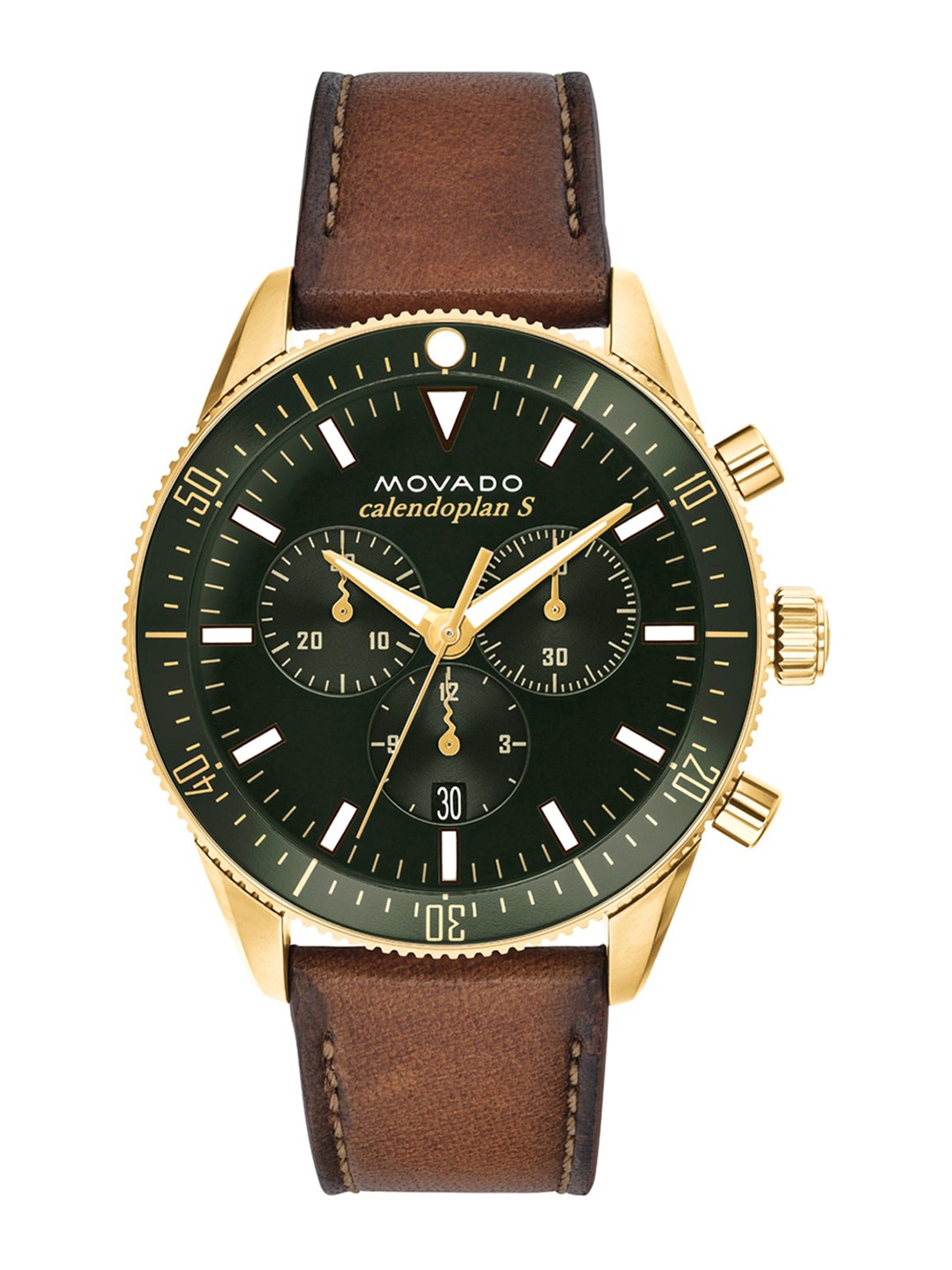 

MOVADO Men Brass Dial & Leather Straps Analogue Chronograph Watch 3650062, Green