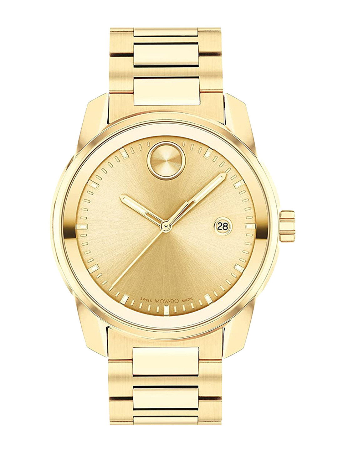 

MOVADO Men Stainless Steel Bracelet Style Straps Analogue Watch 3600861, Gold