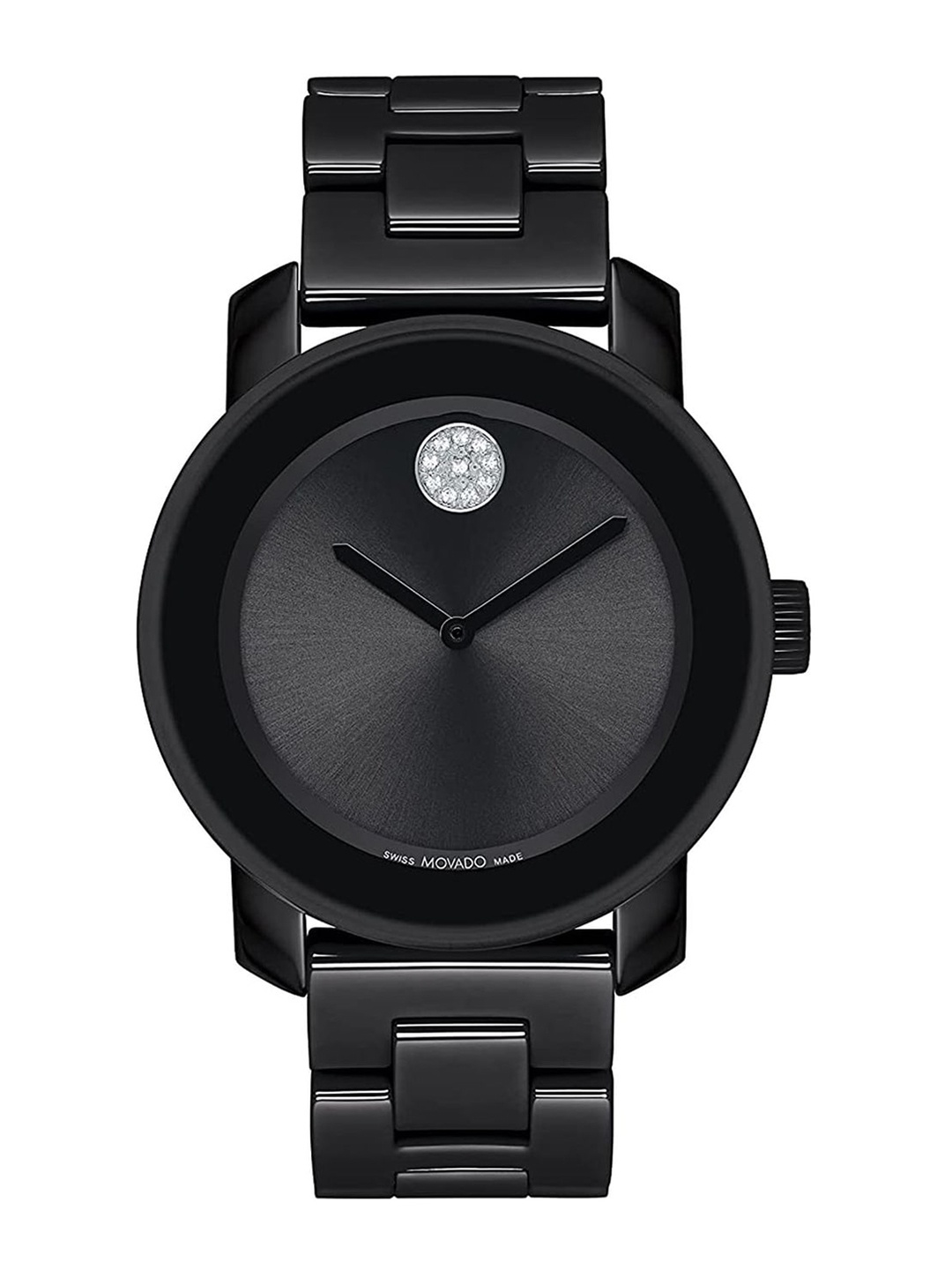 

MOVADO Women Brass Dial & Ceramic Bracelet Style Straps Reset Time Analogue Watch 3600803, Black