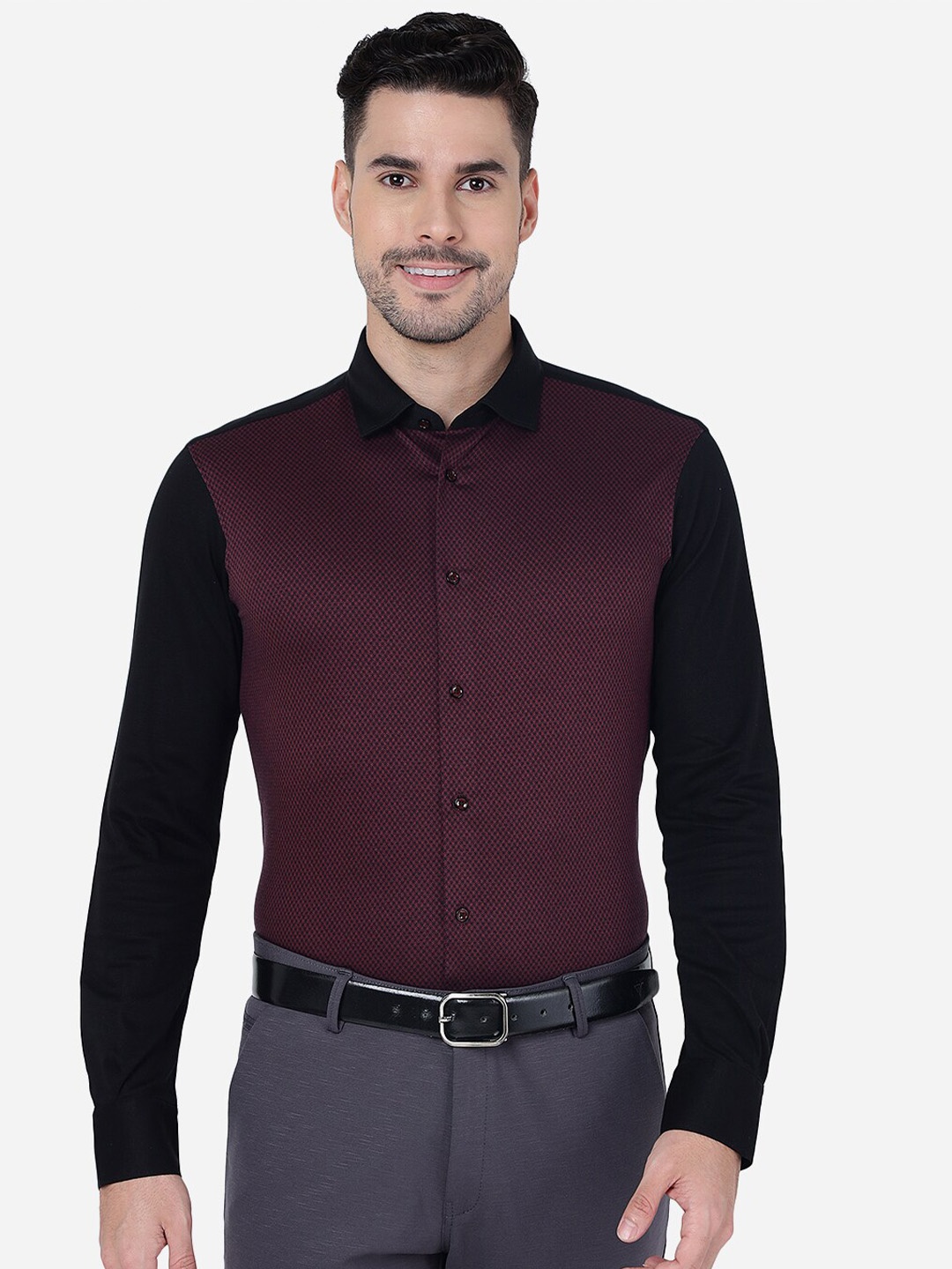 

JB STUDIO Slim Fit Cotton Party Shirt, Maroon