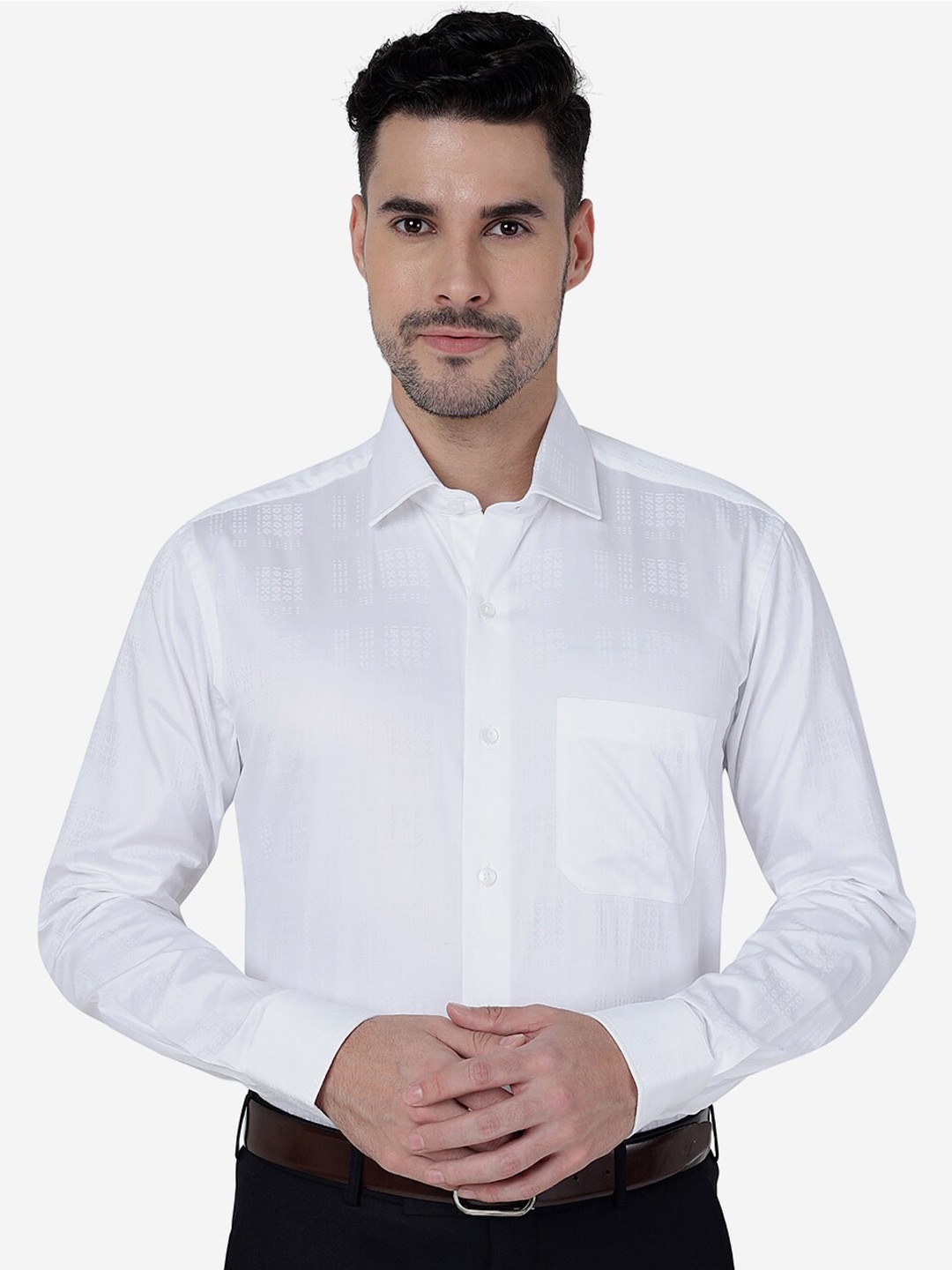 

METAL Slim Fit Opaque Pure Cotton Formal Shirt, White