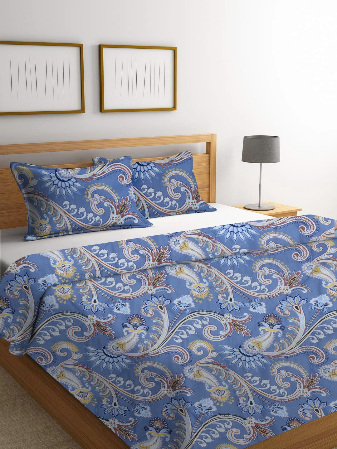 

homewards Blue & White Ethnic Motifs AC Room 150 GSM Double Bed Comforter
