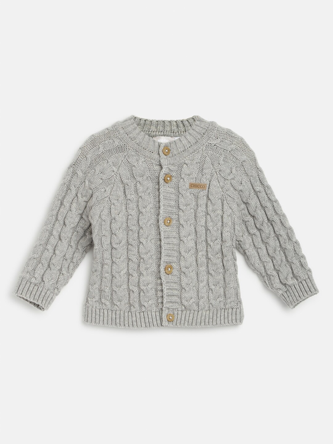 

Chicco Infants Boys Self Design Cable Knit Cotton Cardigan Sweaters, Grey