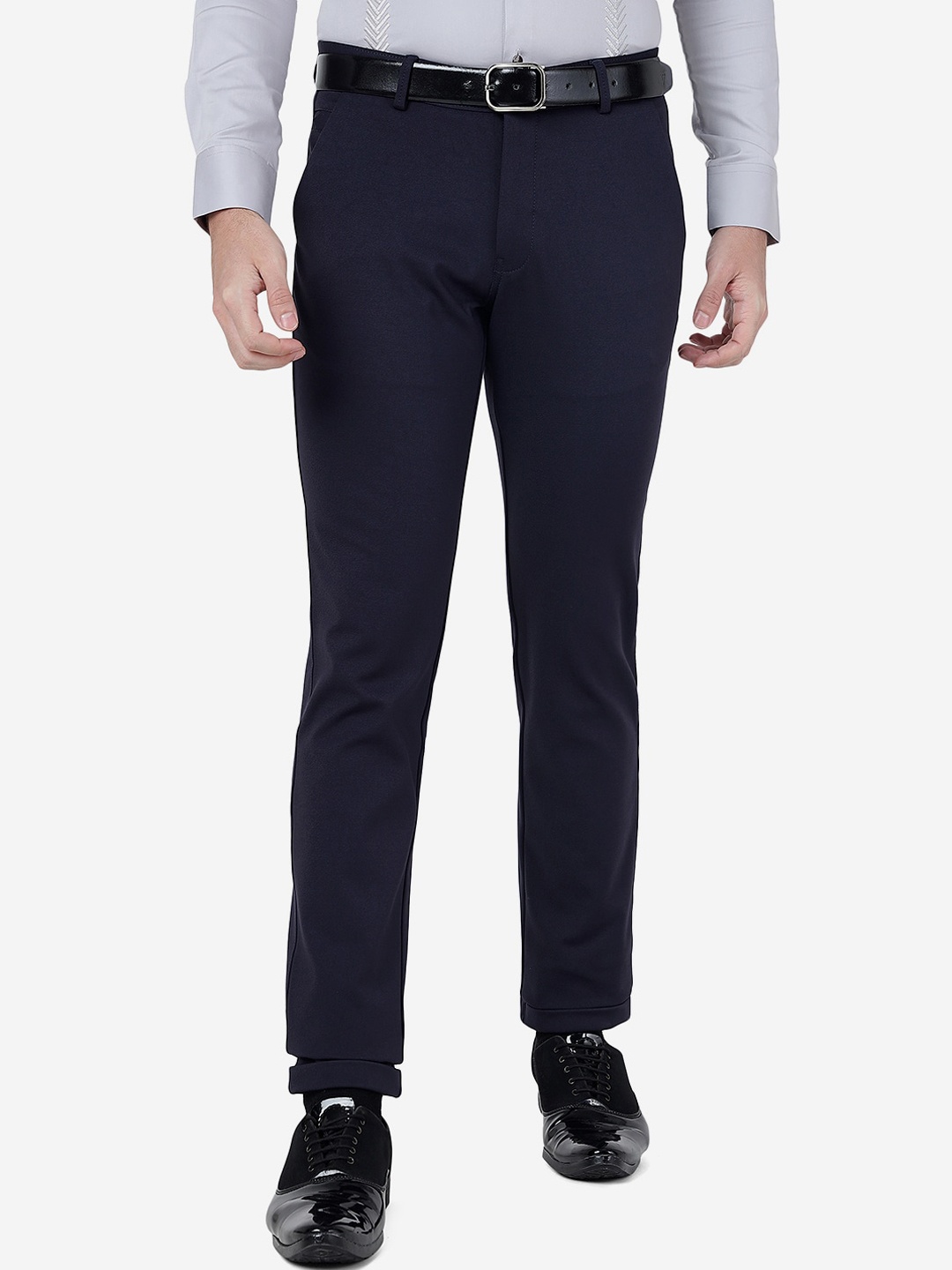 

JB STUDIO Men Slim Fit Formal Trousers, Blue