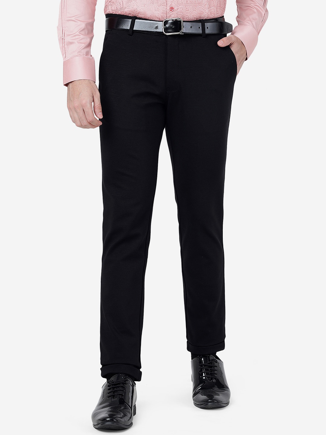 

JB STUDIO Men Slim Fit Formal Trousers, Black