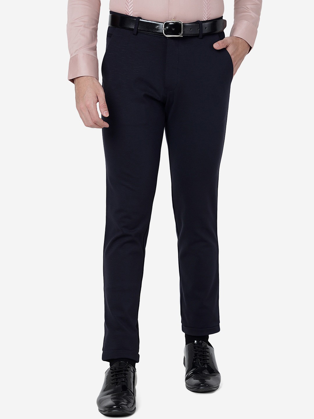 

JB STUDIO Men Slim Fit Formal Trousers, Blue