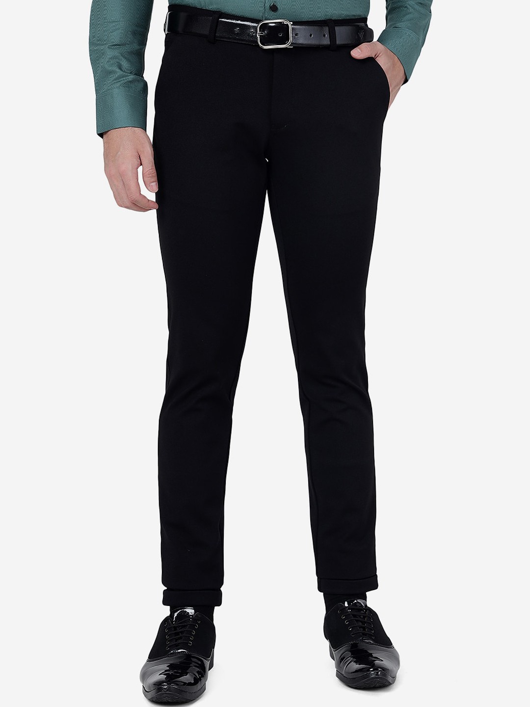 

JB STUDIO Men Slim Fit Formal Trousers, Black