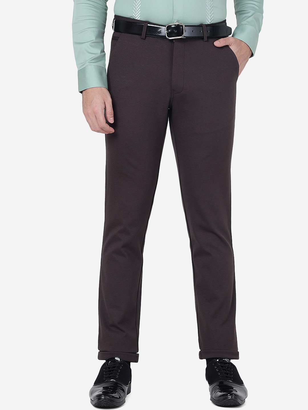

JB STUDIO Men Slim Fit Formal Trousers, Brown