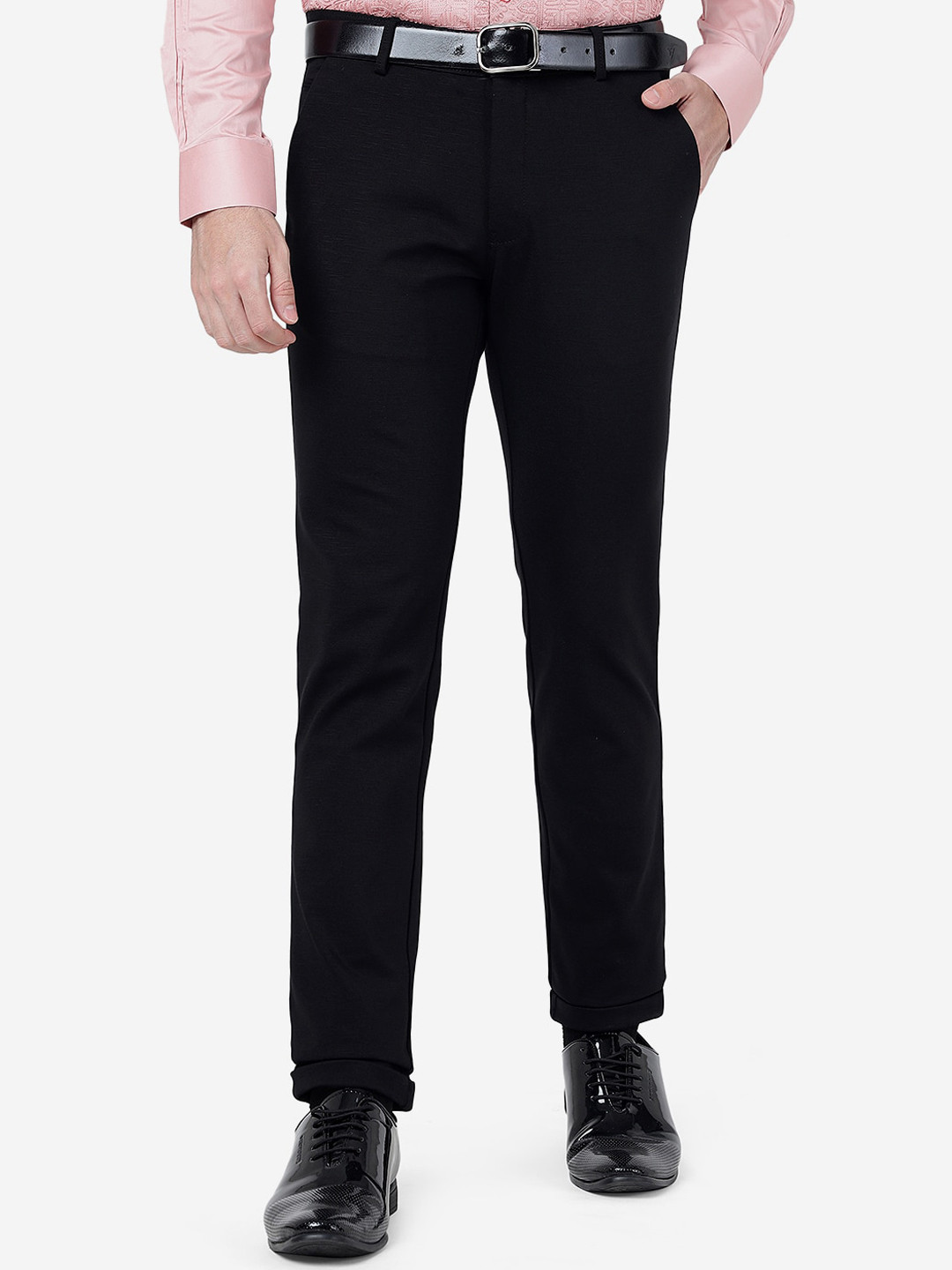 

JB STUDIO Men Slim Fit Formal Trousers, Black