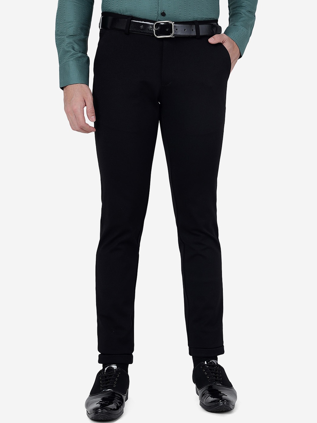 

JB STUDIO Men Slim Fit Formal Trousers, Black