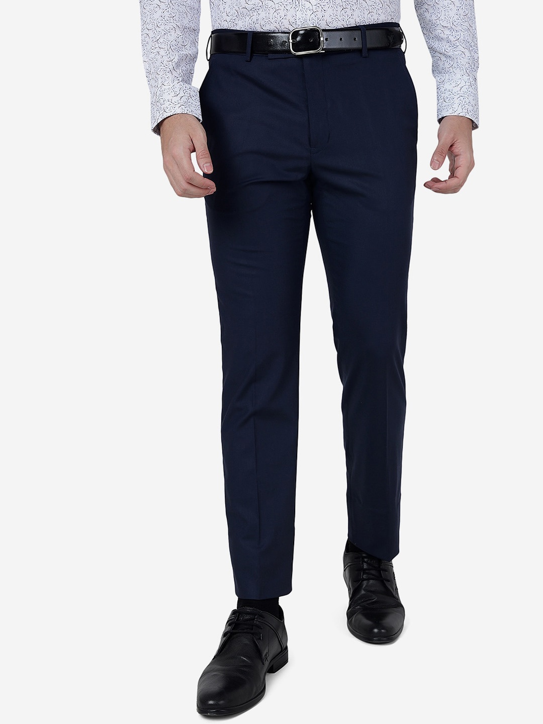 

METAL Men Slim Fit Formal Trousers, Navy blue