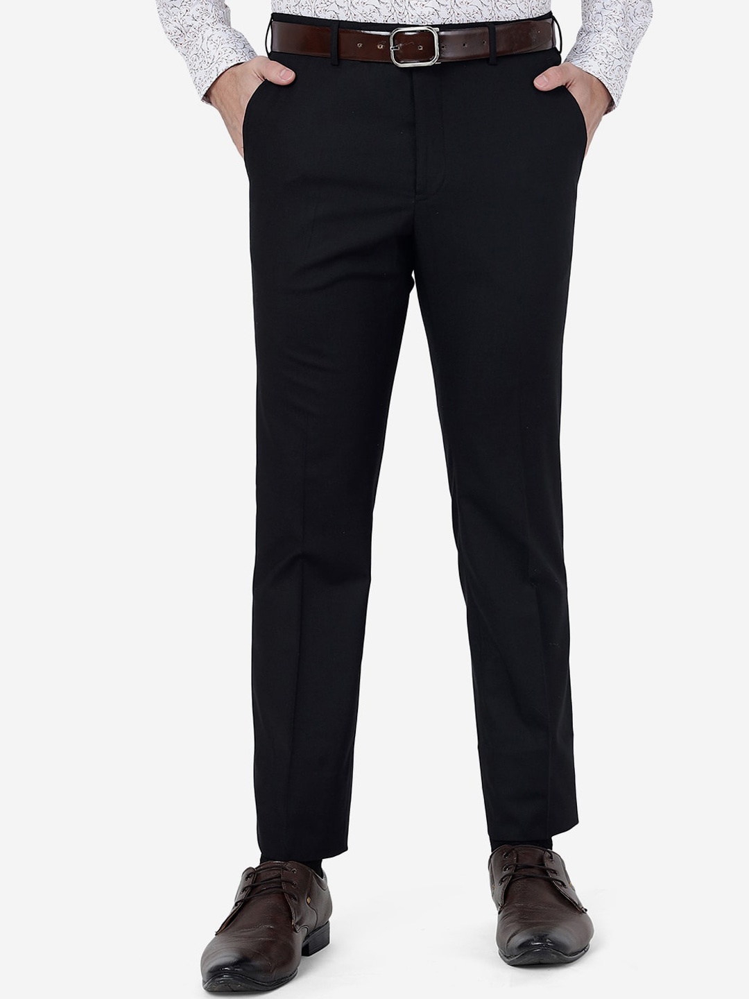 

METAL Men Slim Fit Formal Trousers, Black