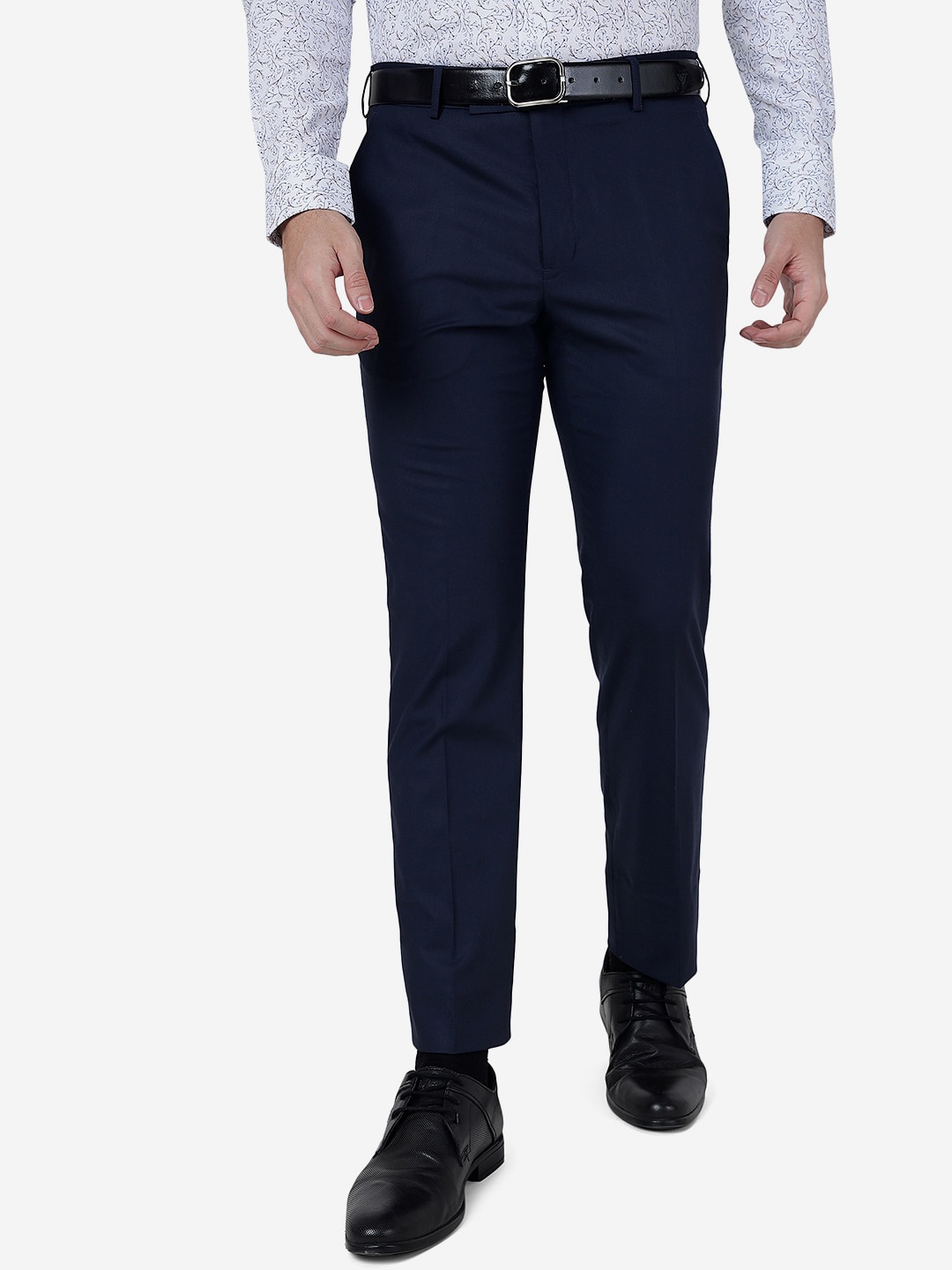 

METAL Men Slim Fit Formal Trousers, Navy blue