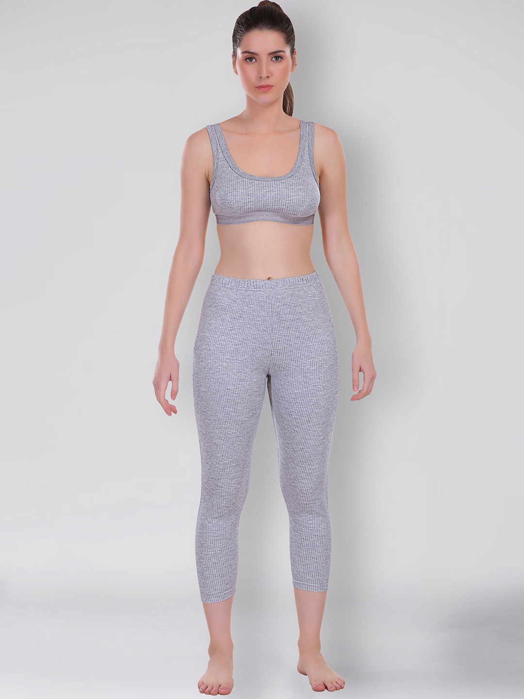 

SELFCARE Ribbed Cotton Thermal Set, Grey