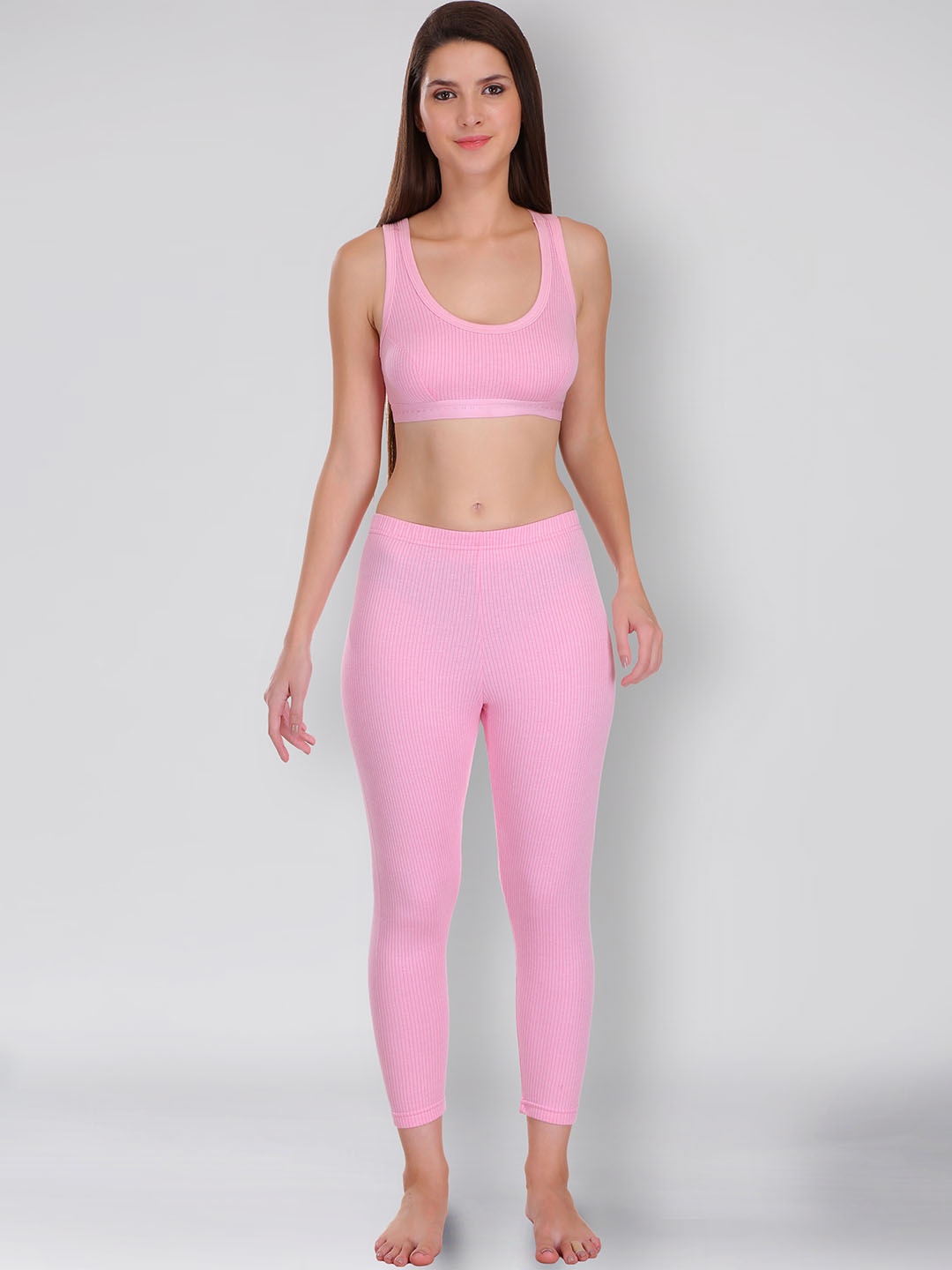 

SELFCARE Ribbed Cotton Thermal Set, Pink