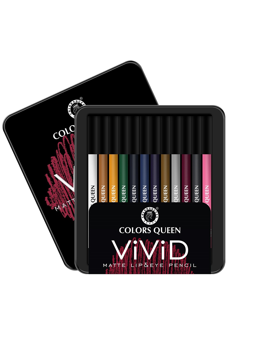 

Colors Queen Set Of 12 Vivid Matte Lip Liner & Eye Pencil, Multi