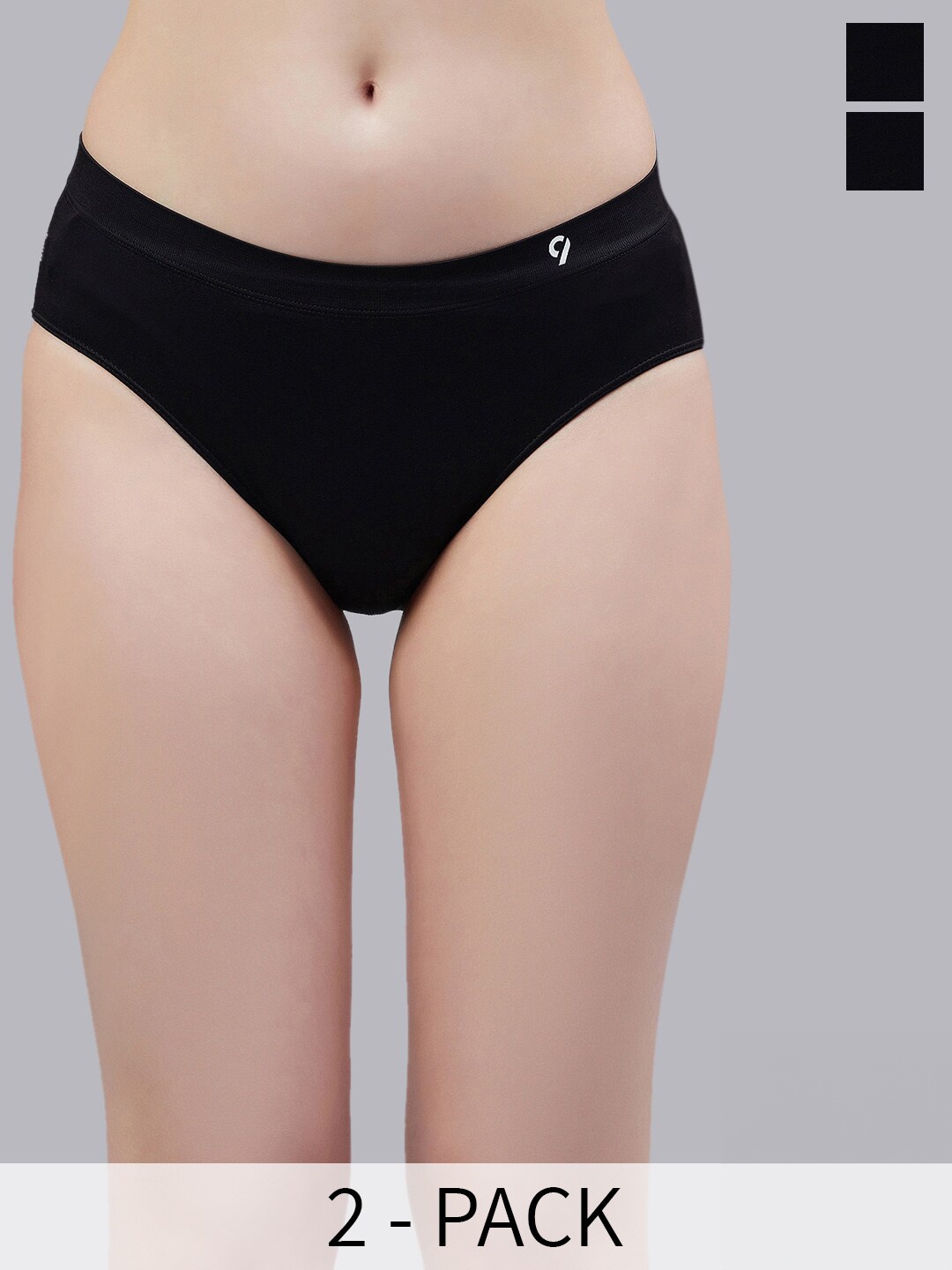 

C9 AIRWEAR Seamless Pack Of 2 Mid-Rise Bikini Briefs, Black