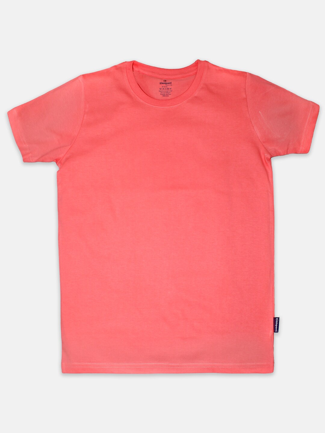KiddoPanti Boys Round Neck Cotton T-shirt, Coral