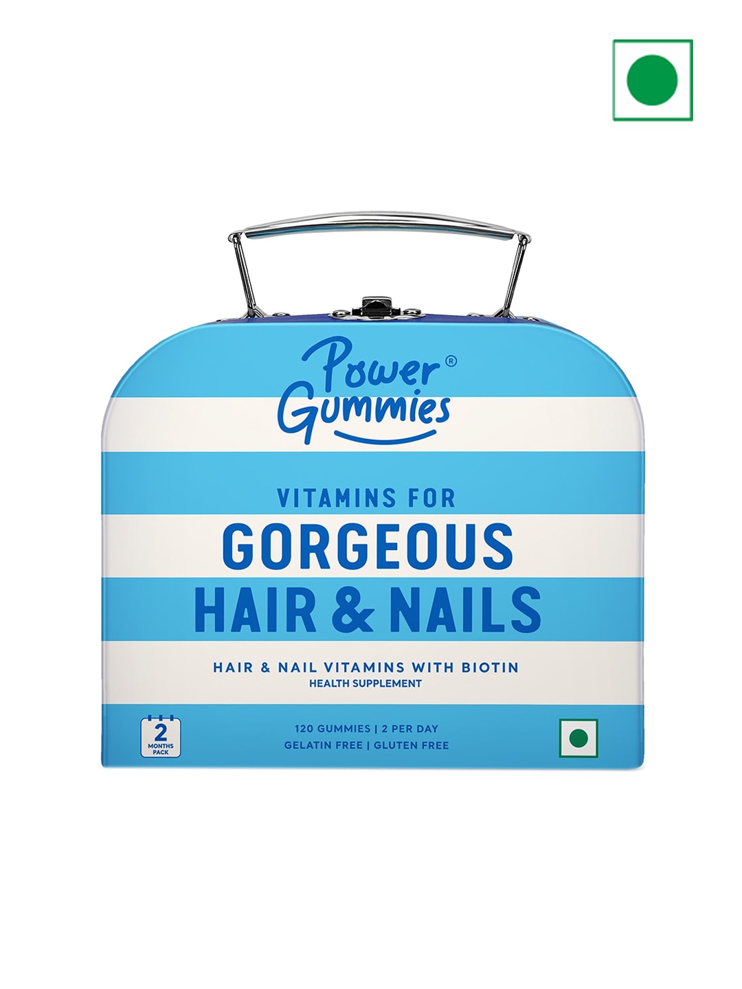 

Power Gummies Mixed Berry Gorgeous Hair & Nails Vitamins with Biotin - 120 Gummies, Blue