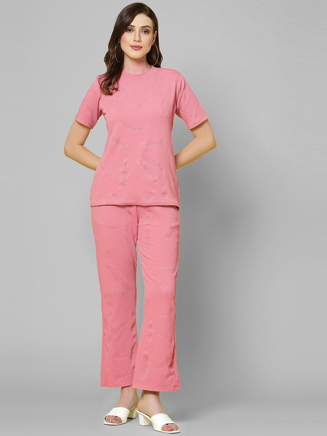 

Selvia Self Design Top & Trouser, Pink