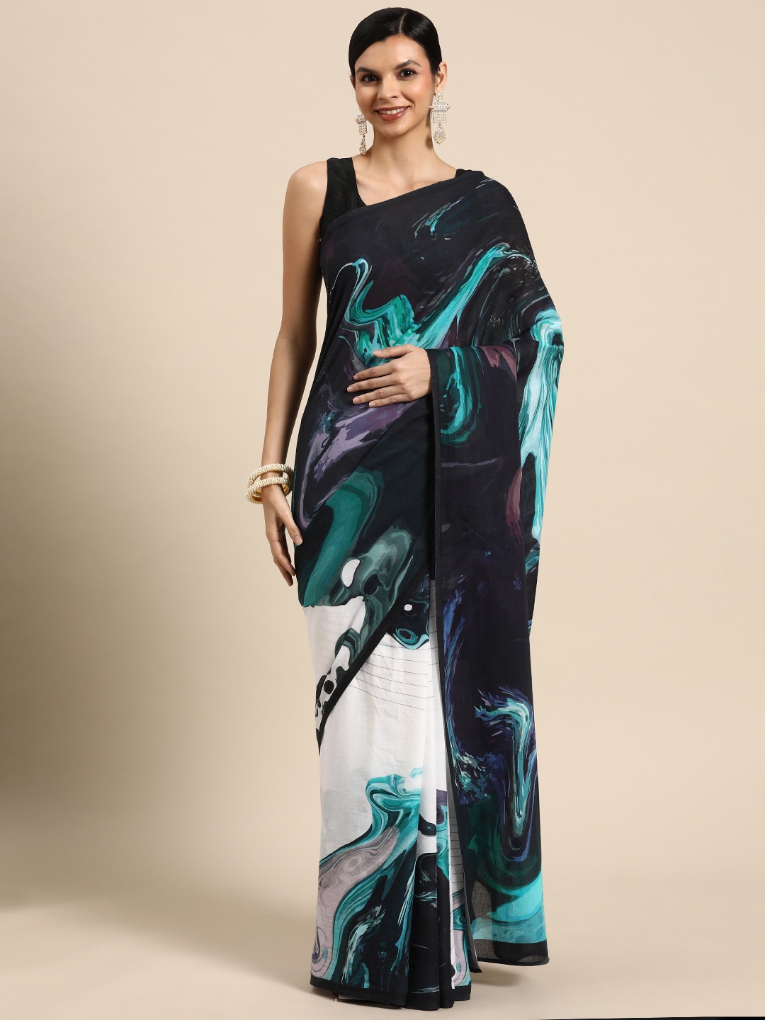 

BUTA BUTI Abstract Printed Pure Cotton Saree, Multi