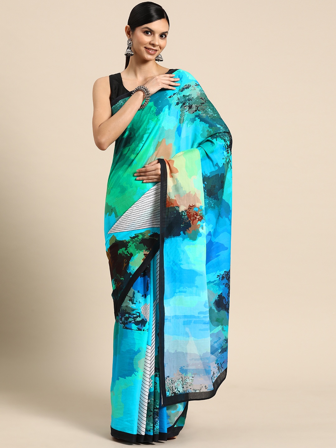 

BUTA BUTI Abstract Printed Pure Cotton Saree, Multi