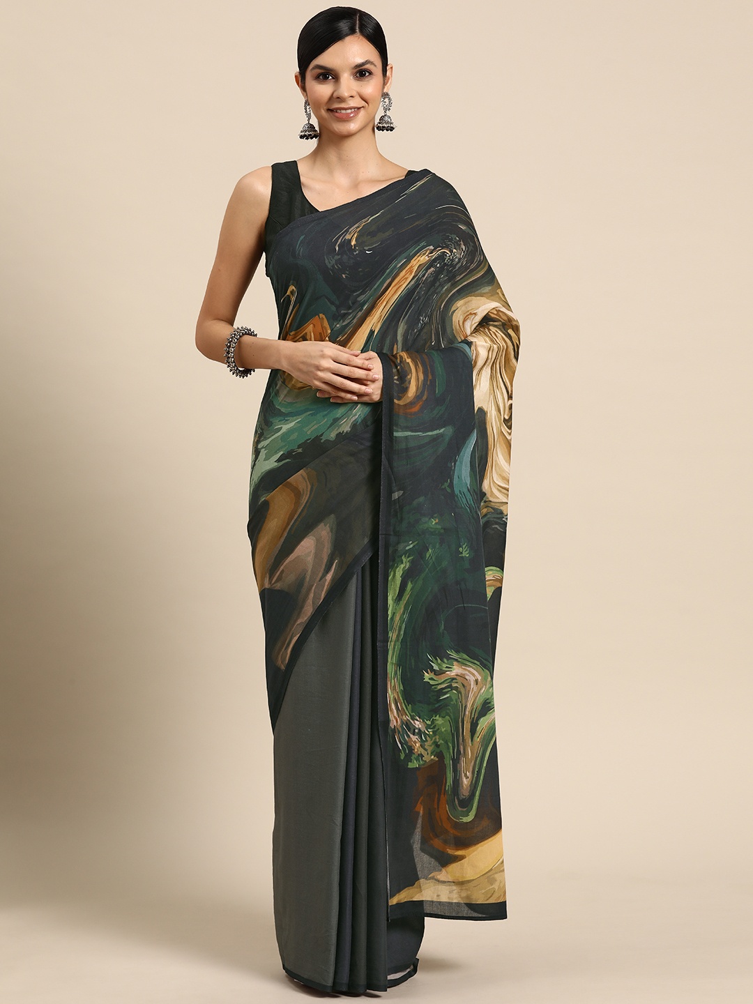 

BUTA BUTI Abstract Printed Pure Cotton Saree, Multi