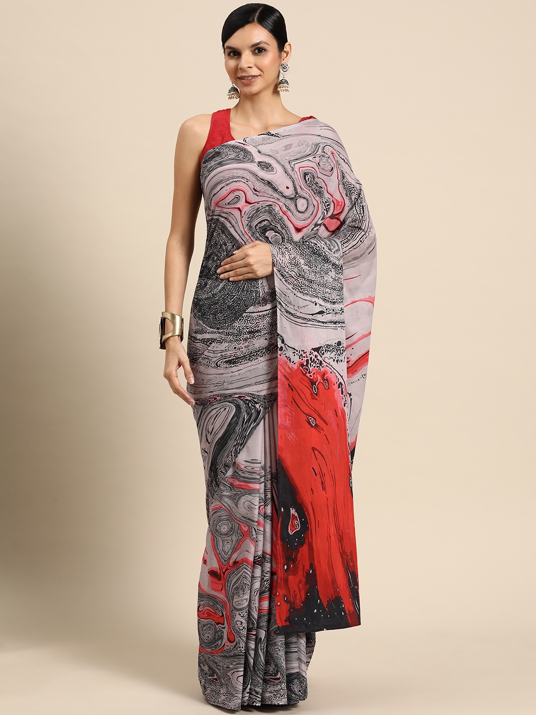 

BUTA BUTI Abstract Printed Pure Cotton Saree, Multi