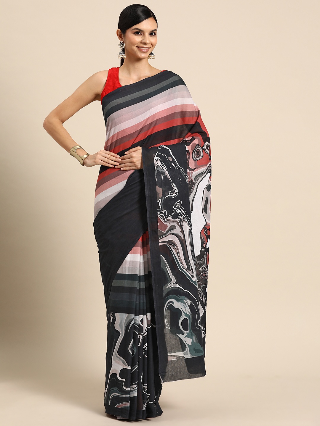 

BUTA BUTI Abstract Printed Pure Cotton Saree, Multi