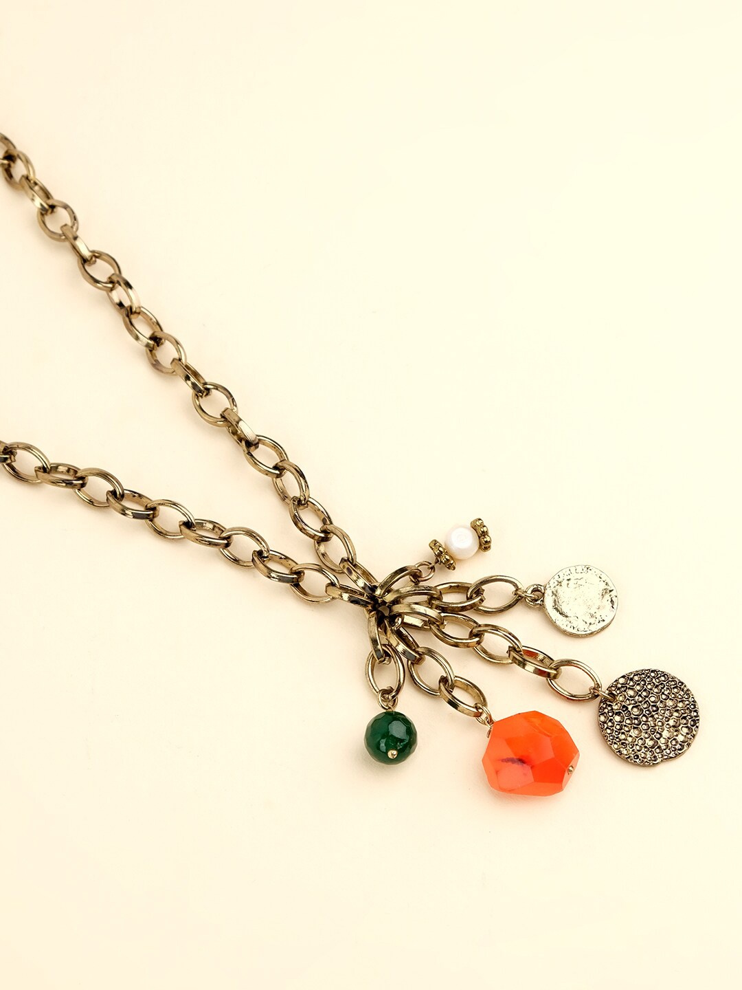 

XPNSV Coin Gemstones Studded Necklace, Gold
