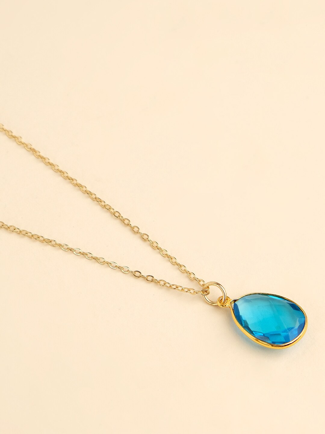 

XPNSV Gold Plated Crystal Studded Tear Drop Pendant Necklace
