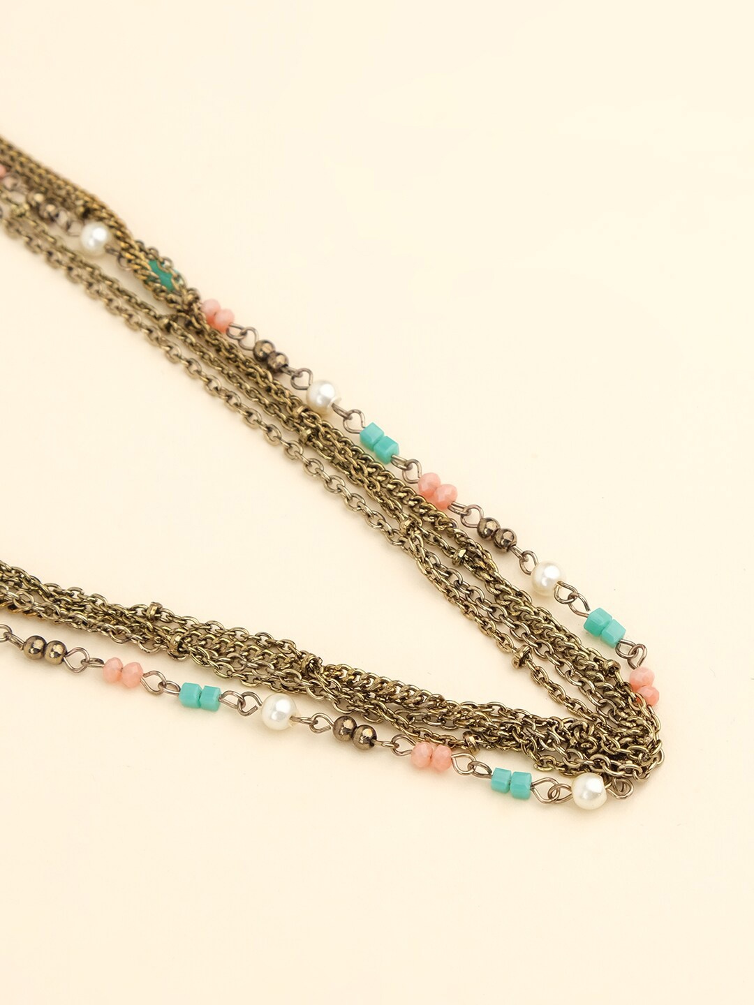 

XPNSV Multi Layered Beads Pearl Necklace, Gold