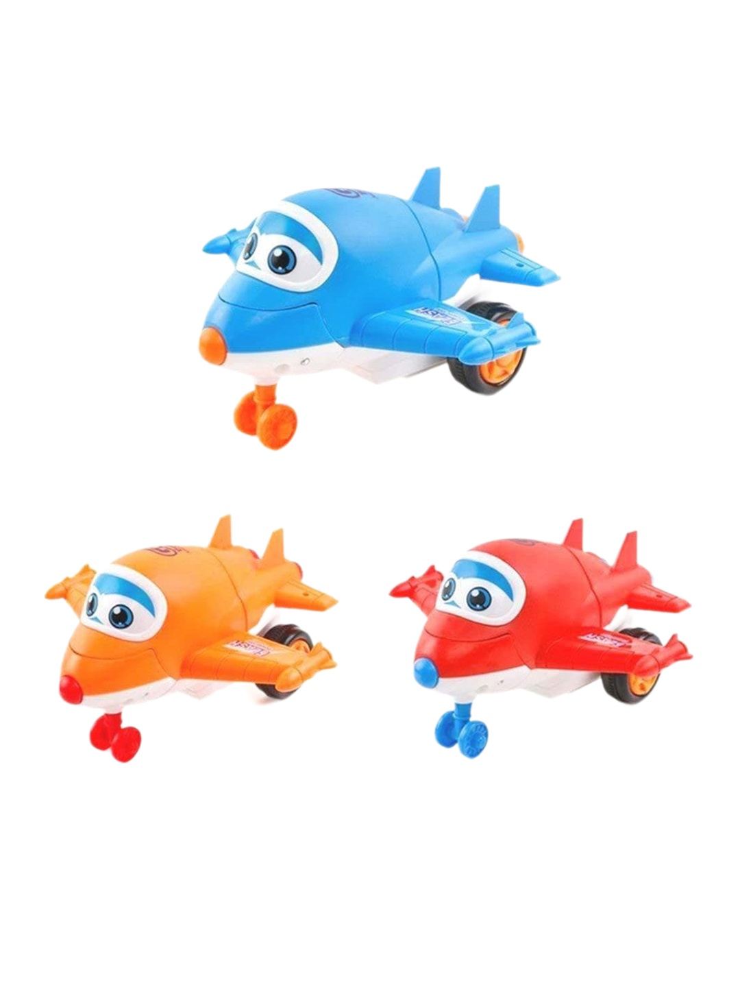 

PLANET of Toys Kids Set Of 3 Mini Cartoon Transformer Planes, Blue