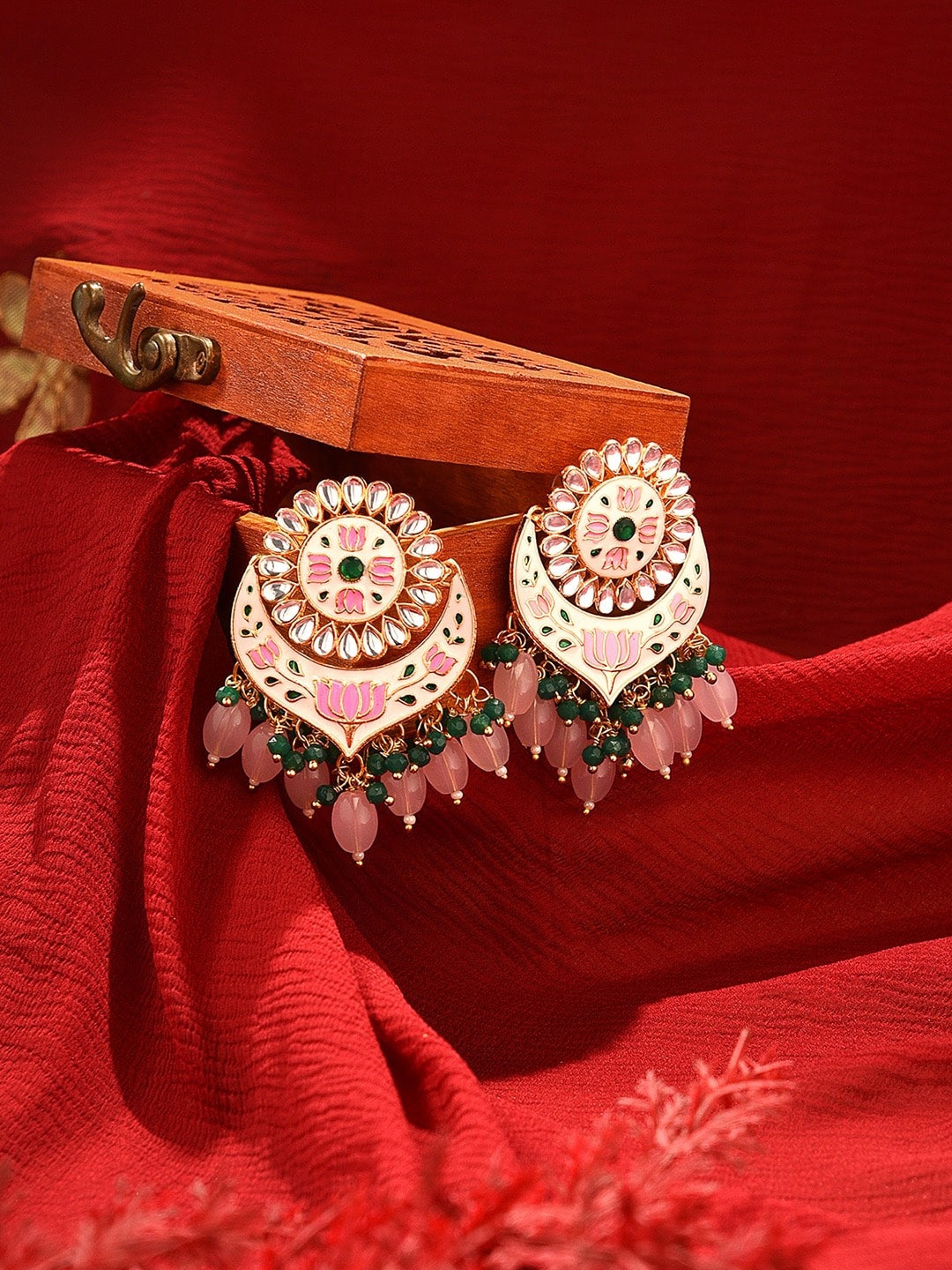 

Zaveri Pearls Contemporary Chandbalis, Pink