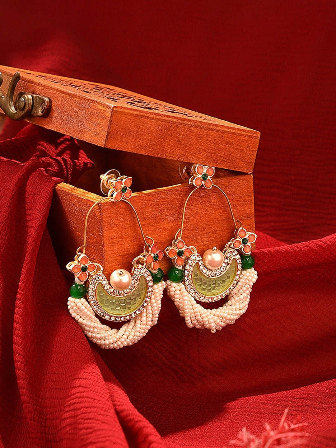 

Zaveri Pearls Contemporary Hoop Earrings, Green