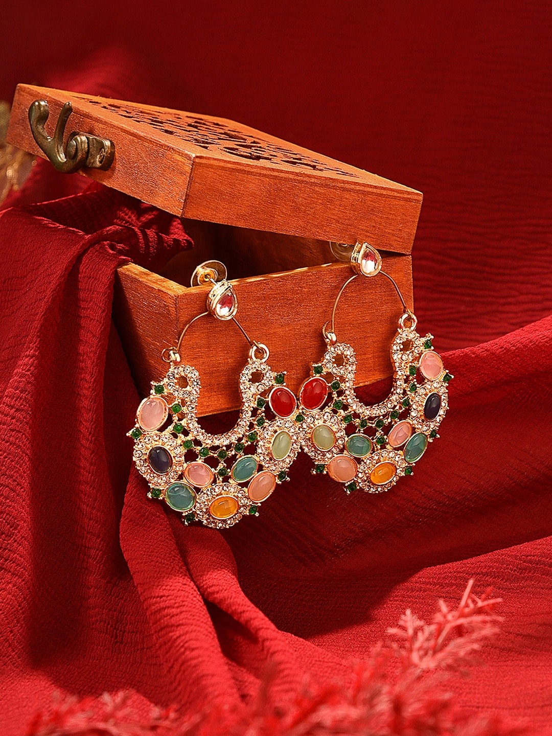 

Zaveri Pearls Gold Plated Contemporary Chandbalis Earrings