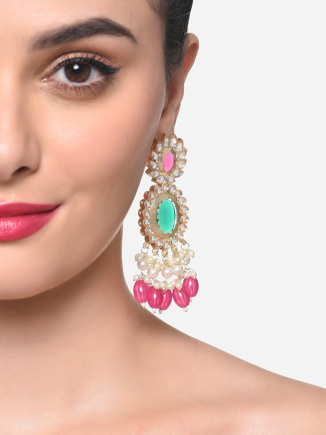 

Zaveri Pearls Contemporary Drop Earrings, Green