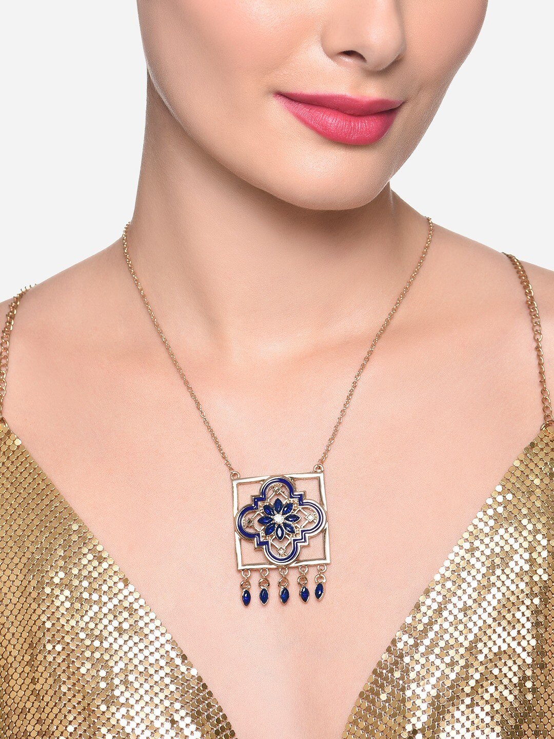 

Zaveri Pearls Artificial Stones Studded Minimal Chain, Gold