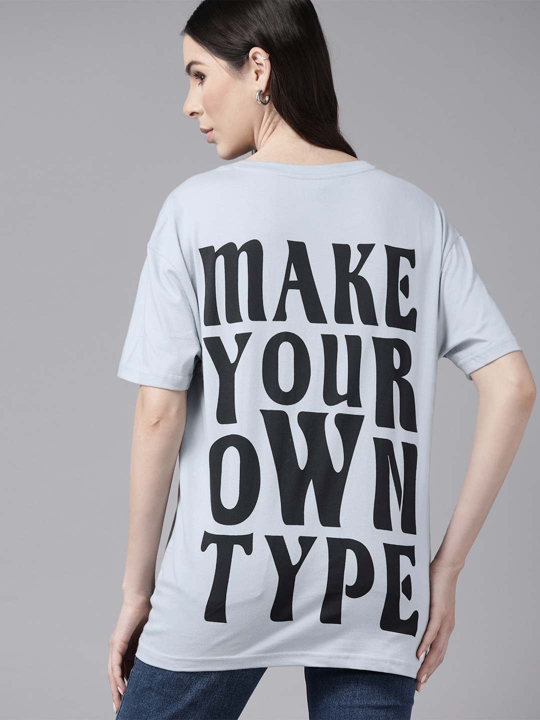 

Roadster Women Typography Printed Drop-Shoulder Sleeves T-shirt, Grey