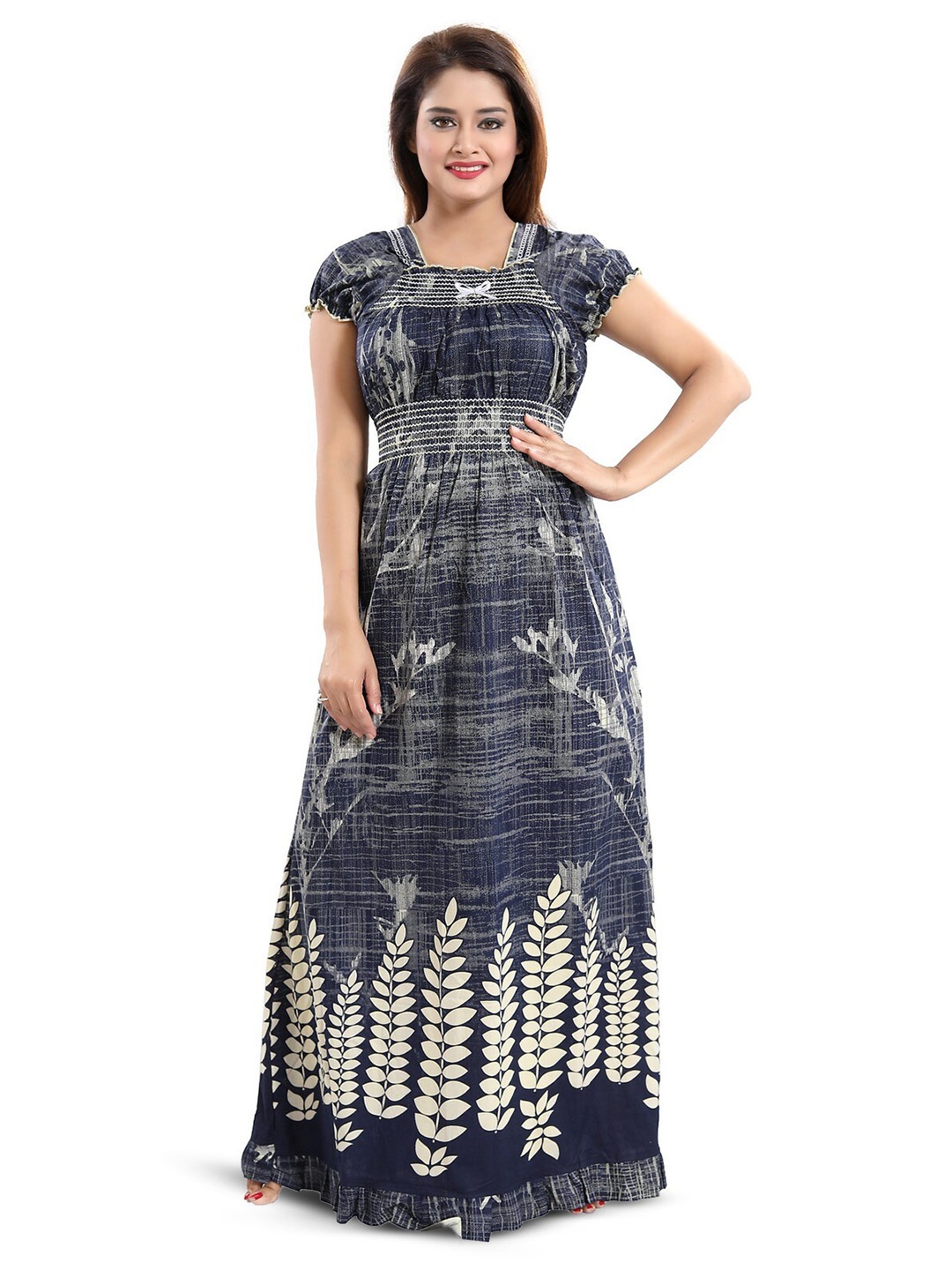 

Inner Beats Abstract Printed Maxi Nightdress, Blue