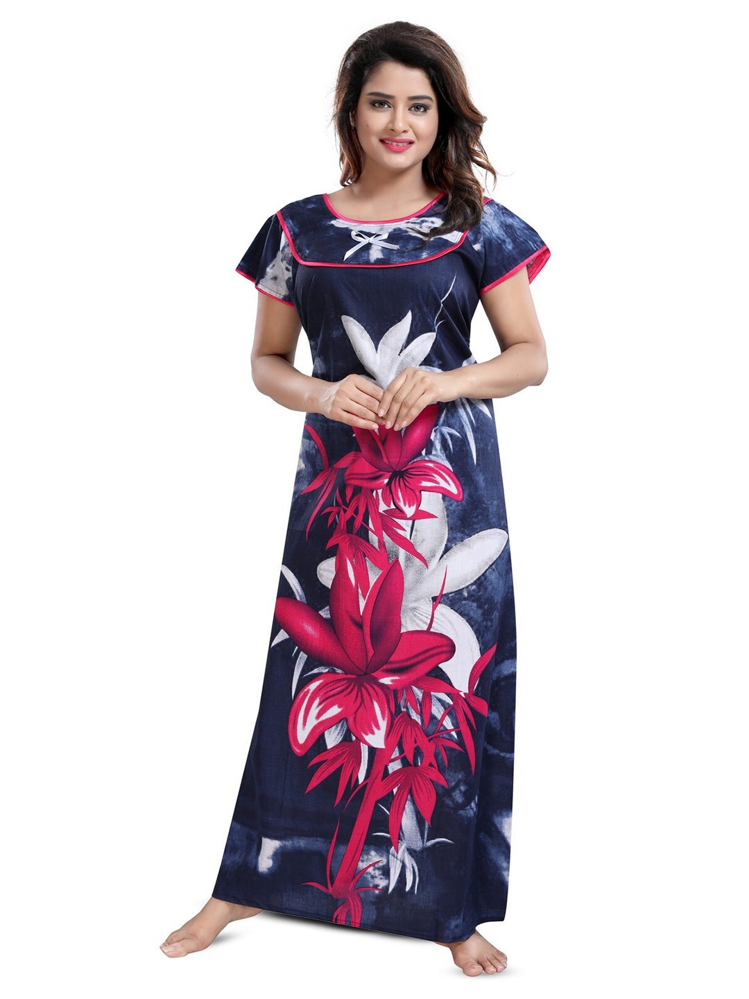 

Inner Beats Floral Printed Maxi Nightdress, Blue