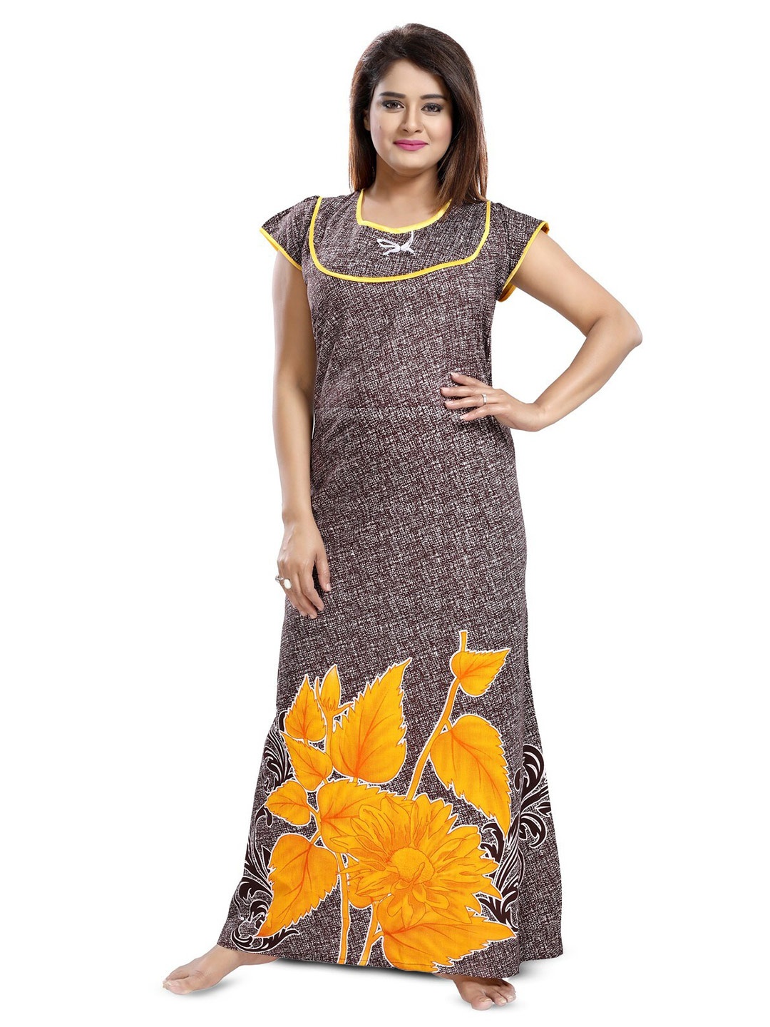 

Inner Beats Floral Printed Maxi Nightdress, Brown